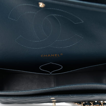 Chanel Metallic Caviar Quilted Jumbo Double Flap Dark Blue 10 of 10