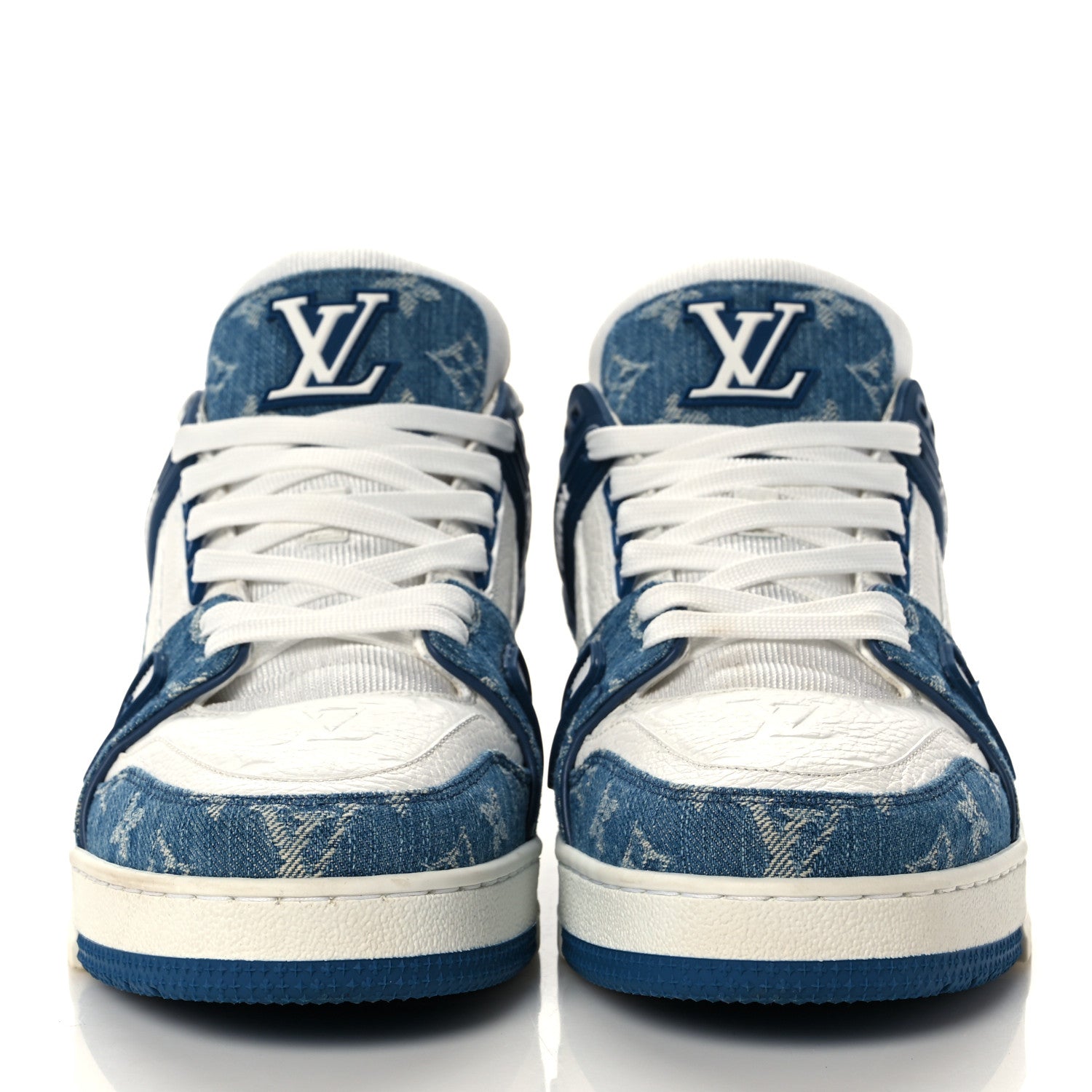 Louis Vuitton Monogram Denim Mens Trainer Sneakers 8.5 Blue 2 of 10