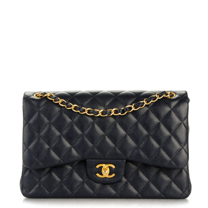 Chanel Caviar Quilted Jumbo Double Flap Navy Blue 1 of 8
