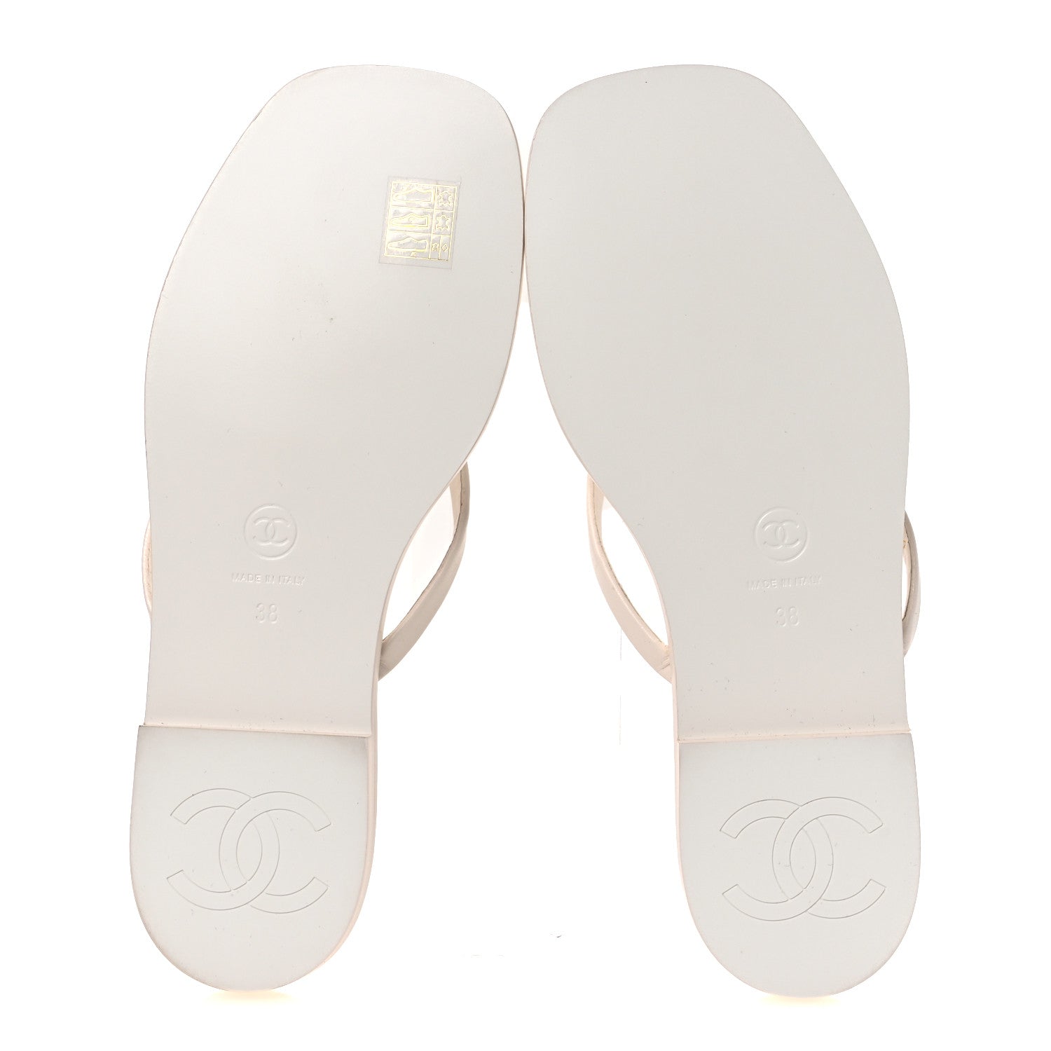 Chanel Goatskin CC Times Square Thong Sandals 38 Beige 1936463