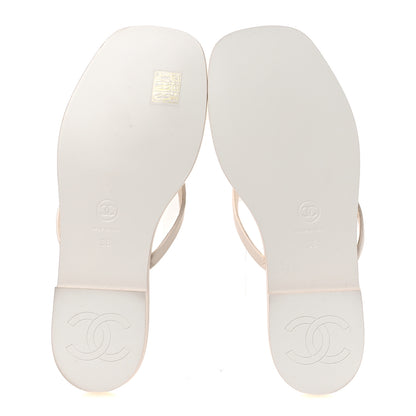 Chanel Goatskin CC Times Square Thong Sandals 38 Beige 7 of 12