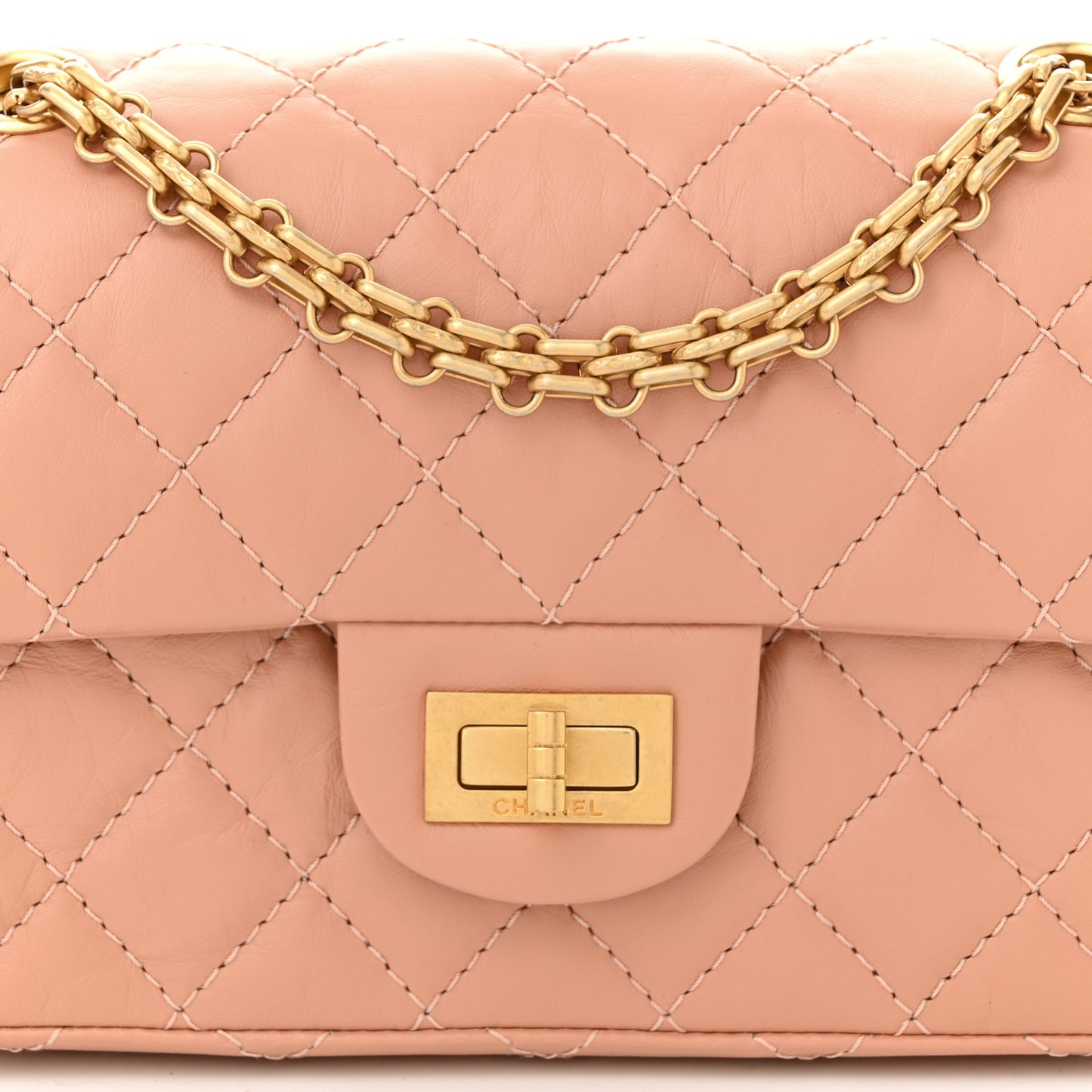 Aged Calfskin Quilted 2.55 Reissue Mini Flap Beige