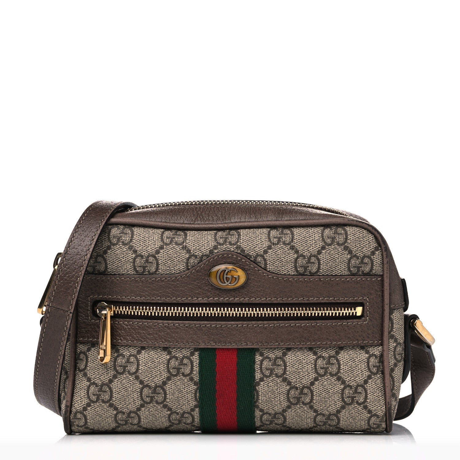 Gucci GG Supreme Monogram Web Mini Ophidia Shoulder Bag Brown 1 of 15