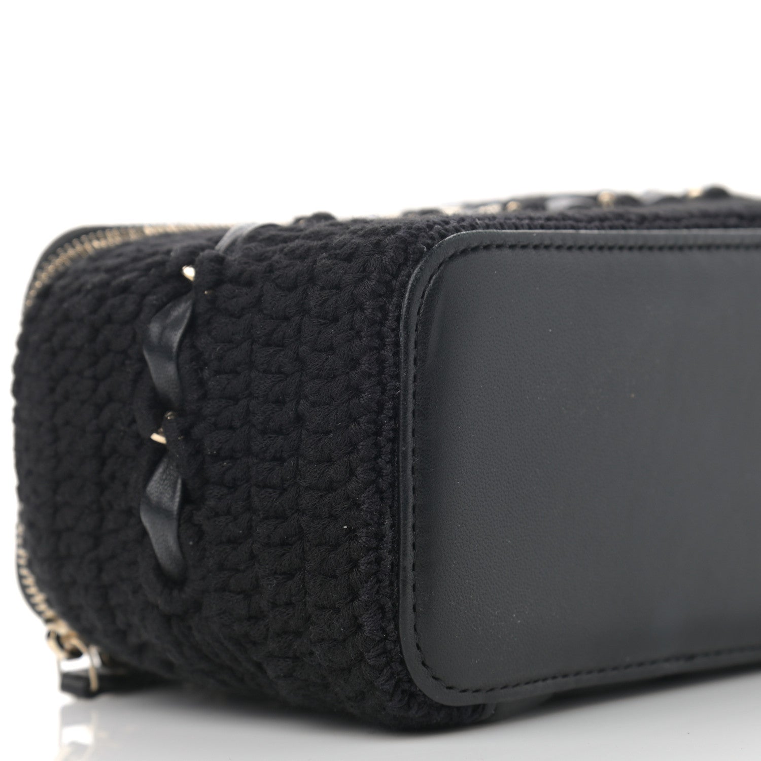 Chanel Lambskin Crochet Quilted Small Vanity Case With Chain Black 9 of 11