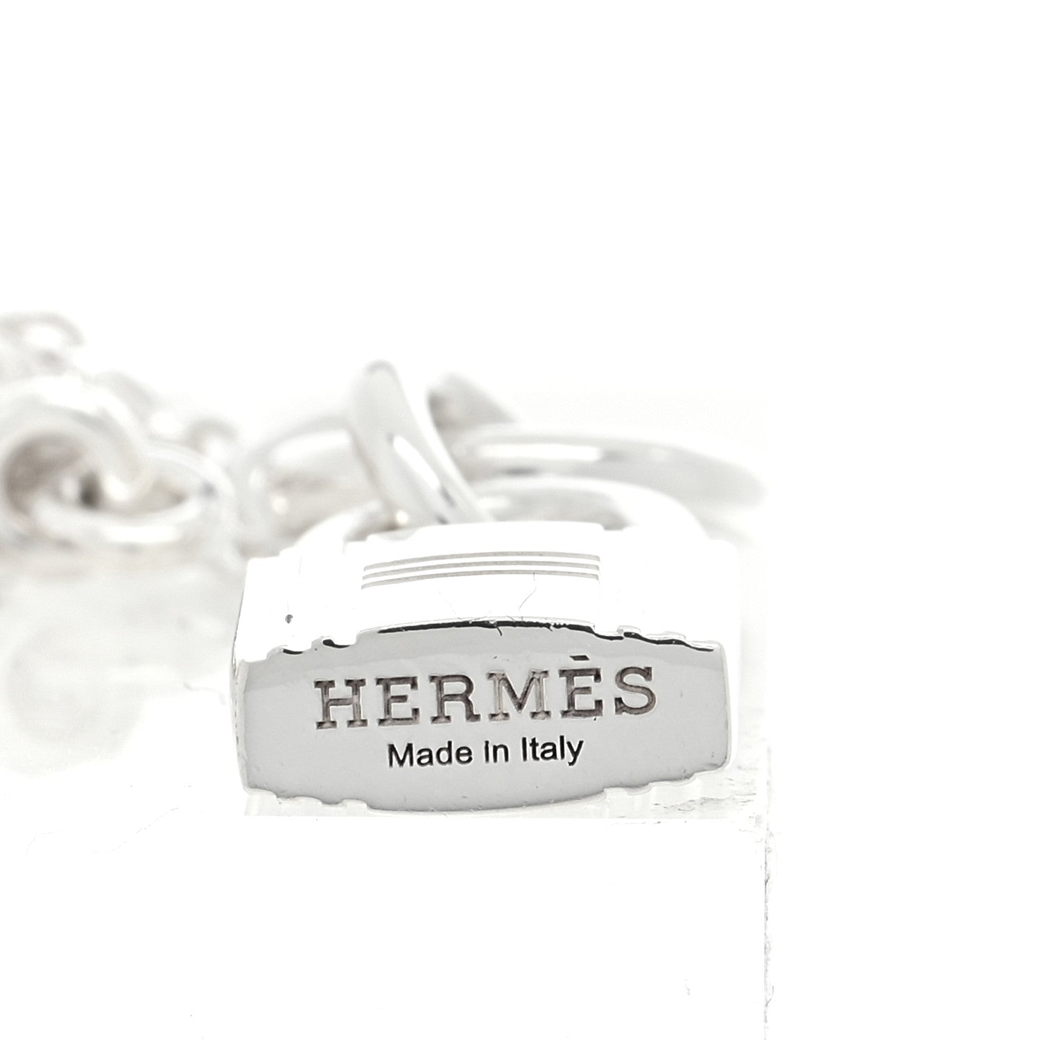 Hermes Sterling Silver Cadenas Kelly Lock Pendant Necklace 5 of 5