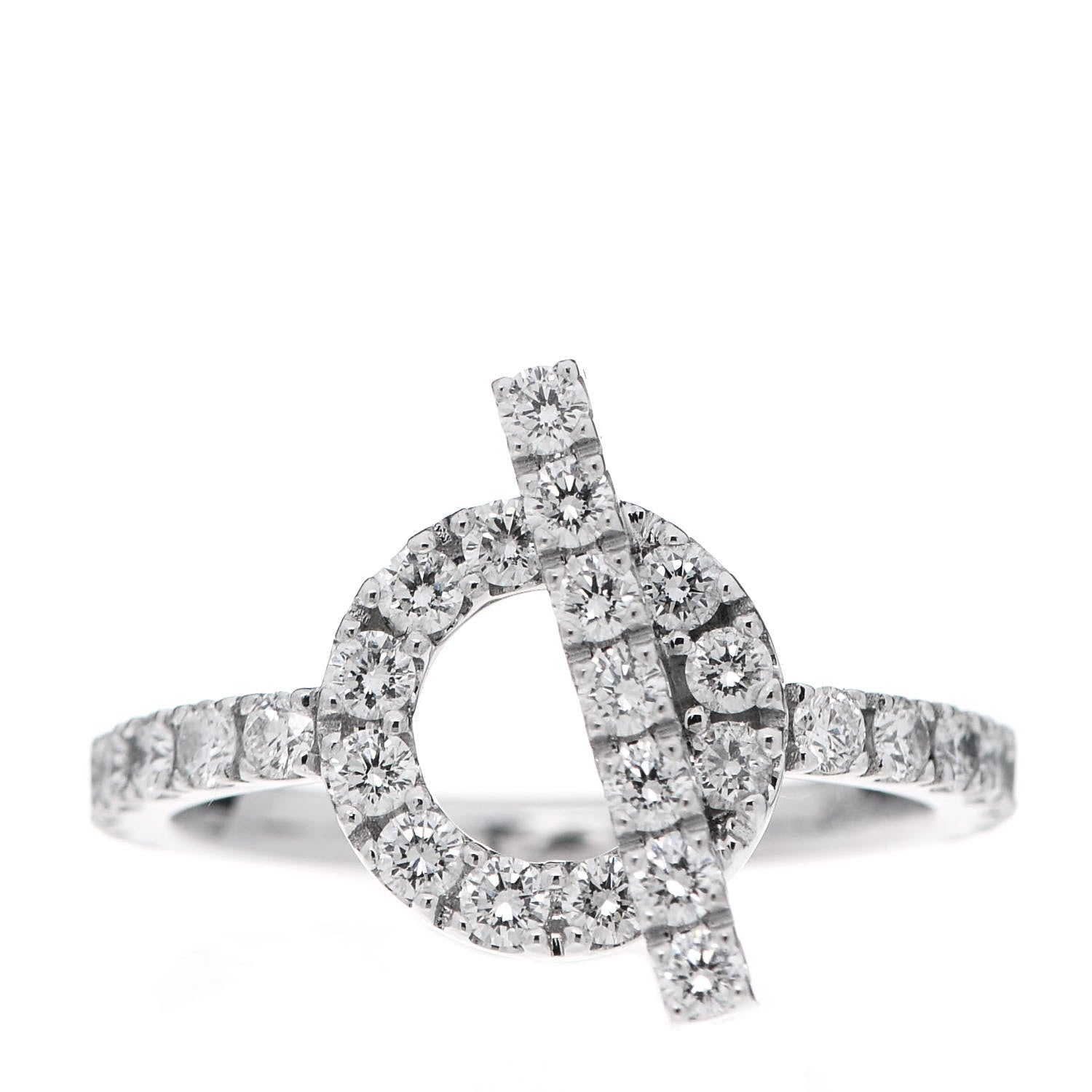 Hermes 18K White Gold Diamond Finesse Ring 53 6.25 1 of 7