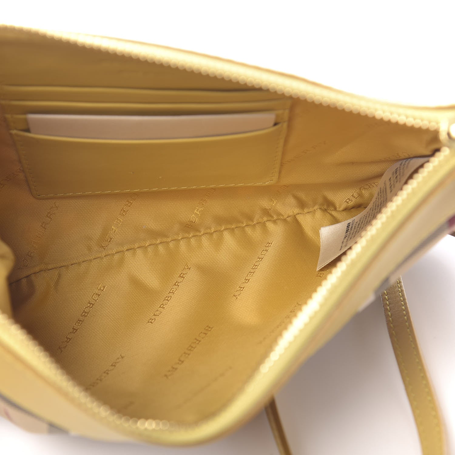 Burberry Horseferry Check Peyton Crossbody Clutch Bag Yellow 5 of 10