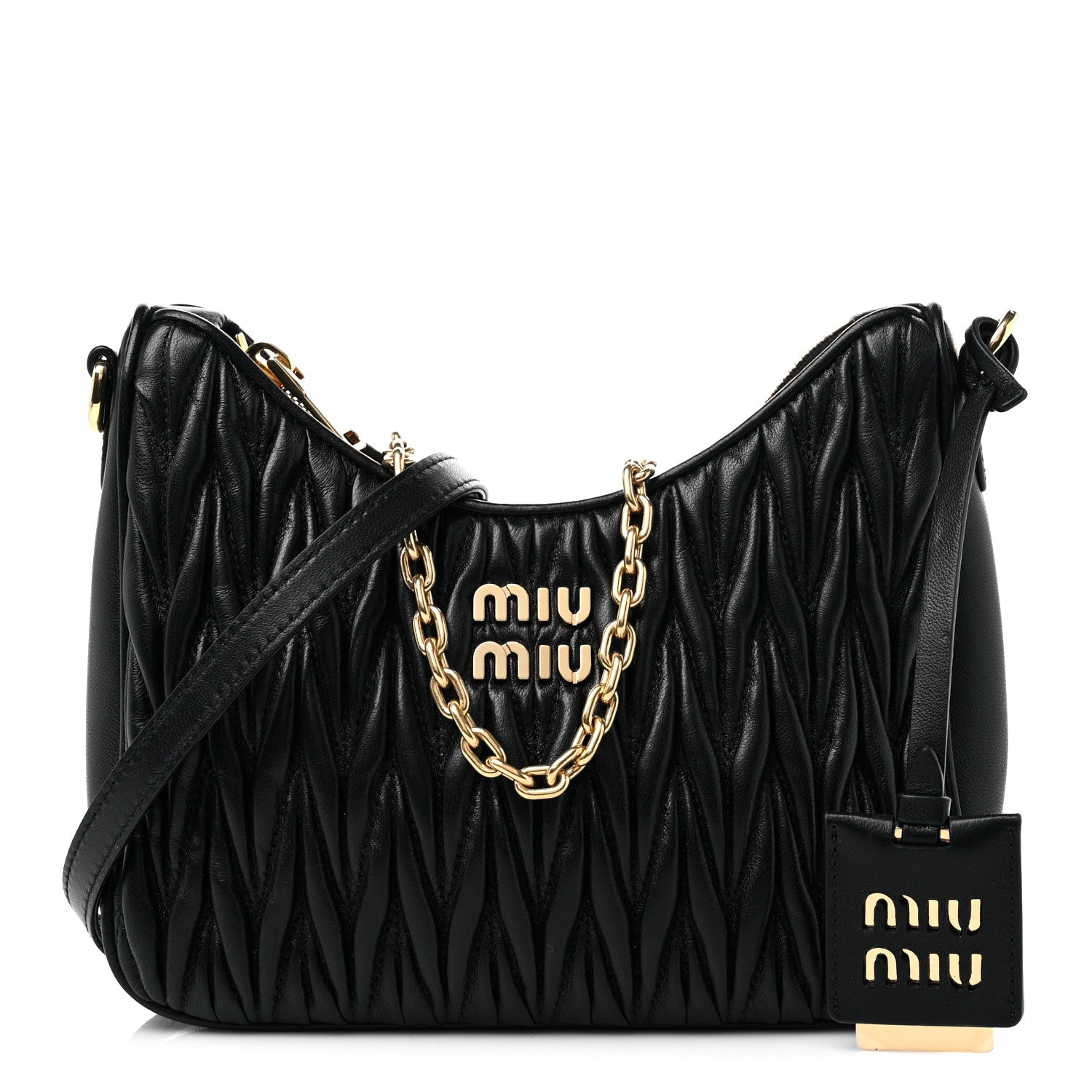 Miu Miu Nappa Matelasse Shoulder Bag Black 1 of 8