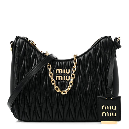Miu Miu Nappa Matelasse Shoulder Bag Black 1 of 8