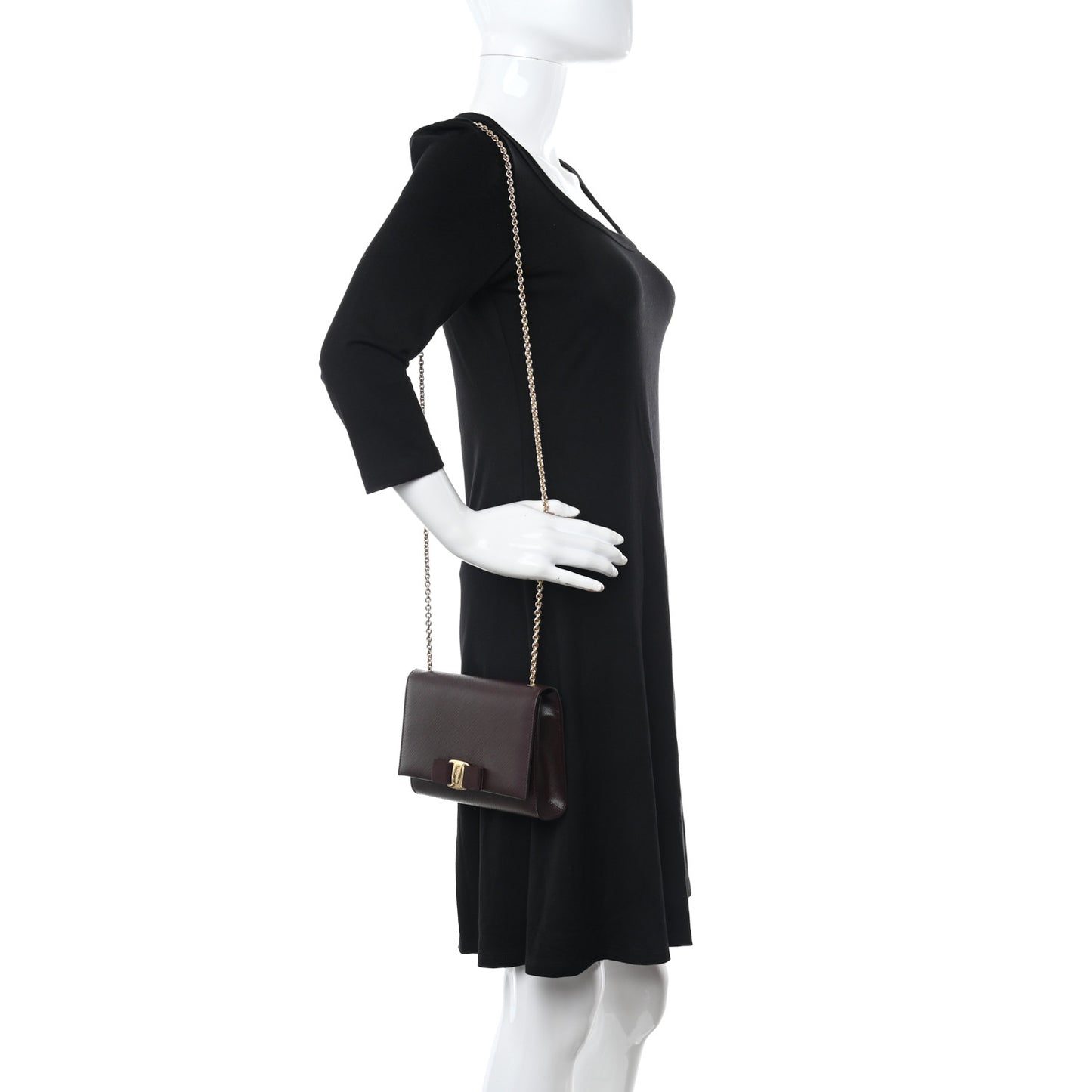Calfskin Mini Miss Vara Bow Chain Bag Plum