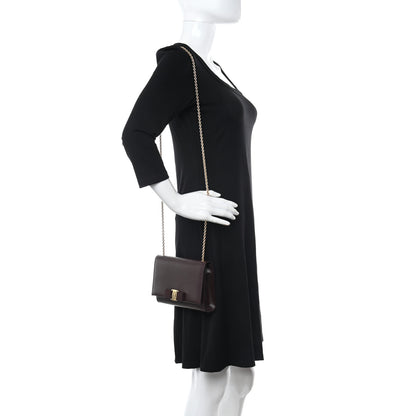 Salvatore Ferragamo Calfskin Mini Miss Vara Bow Chain Bag Plum 2 of 9