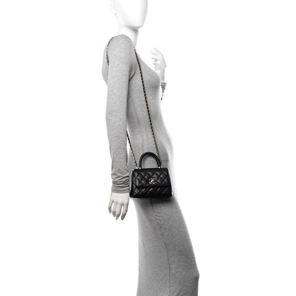 Chanel Caviar Quilted Coco Handle Clutch With Chain Black 2 of 10