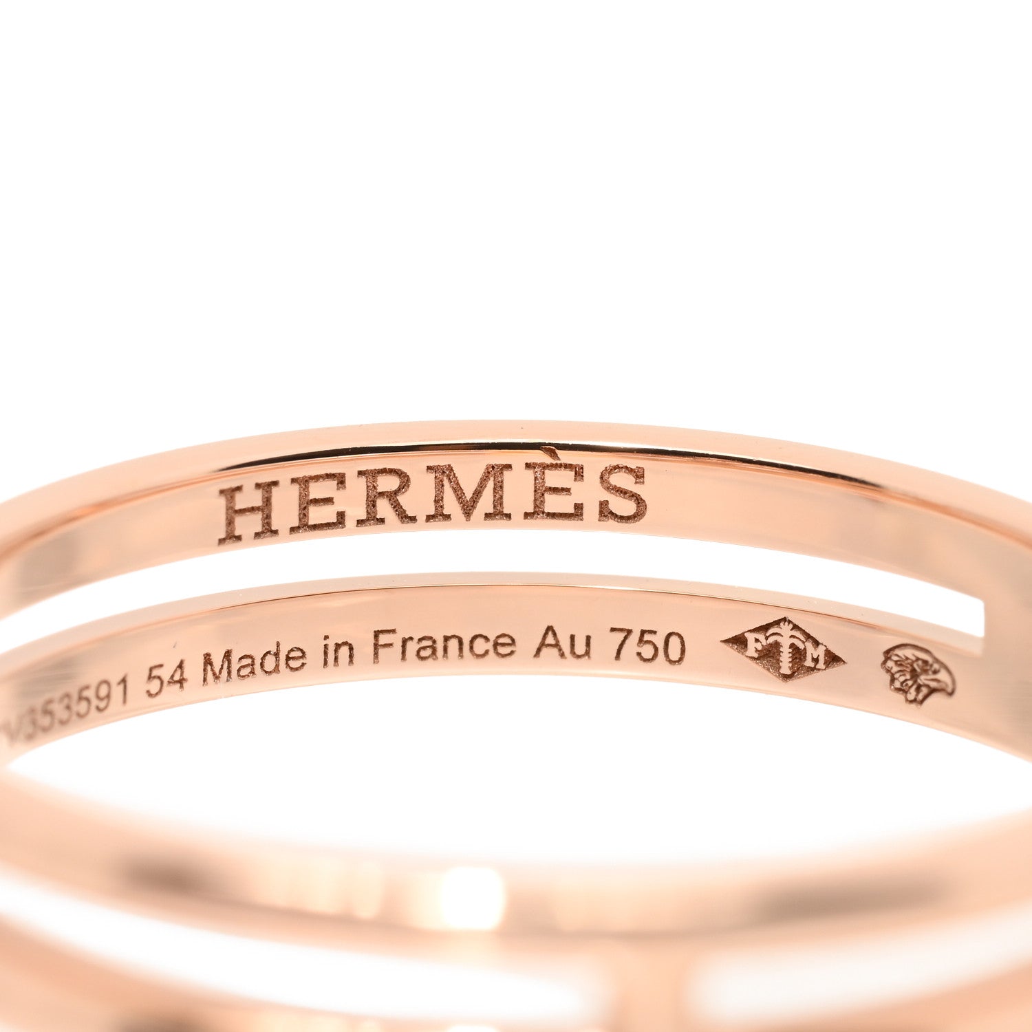 Hermes 18K Rose Gold Ariane Wedding Band Ring 54 7 4 of 4