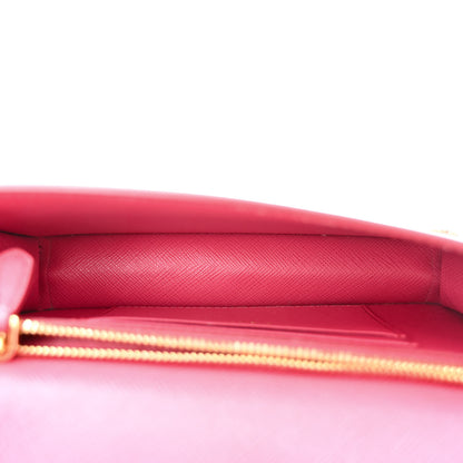 Prada Saffiano Metal Mini Flap Crossbody Wristlet Bag Peonia 5 of 9