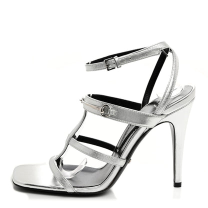 Gucci Nappa Silk High Heel Sandals 37.5 Argento 1 of 8
