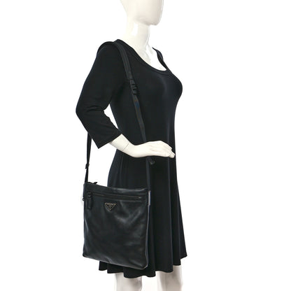 Prada Soft Calf Flat Messenger Bag Black 2 of 11