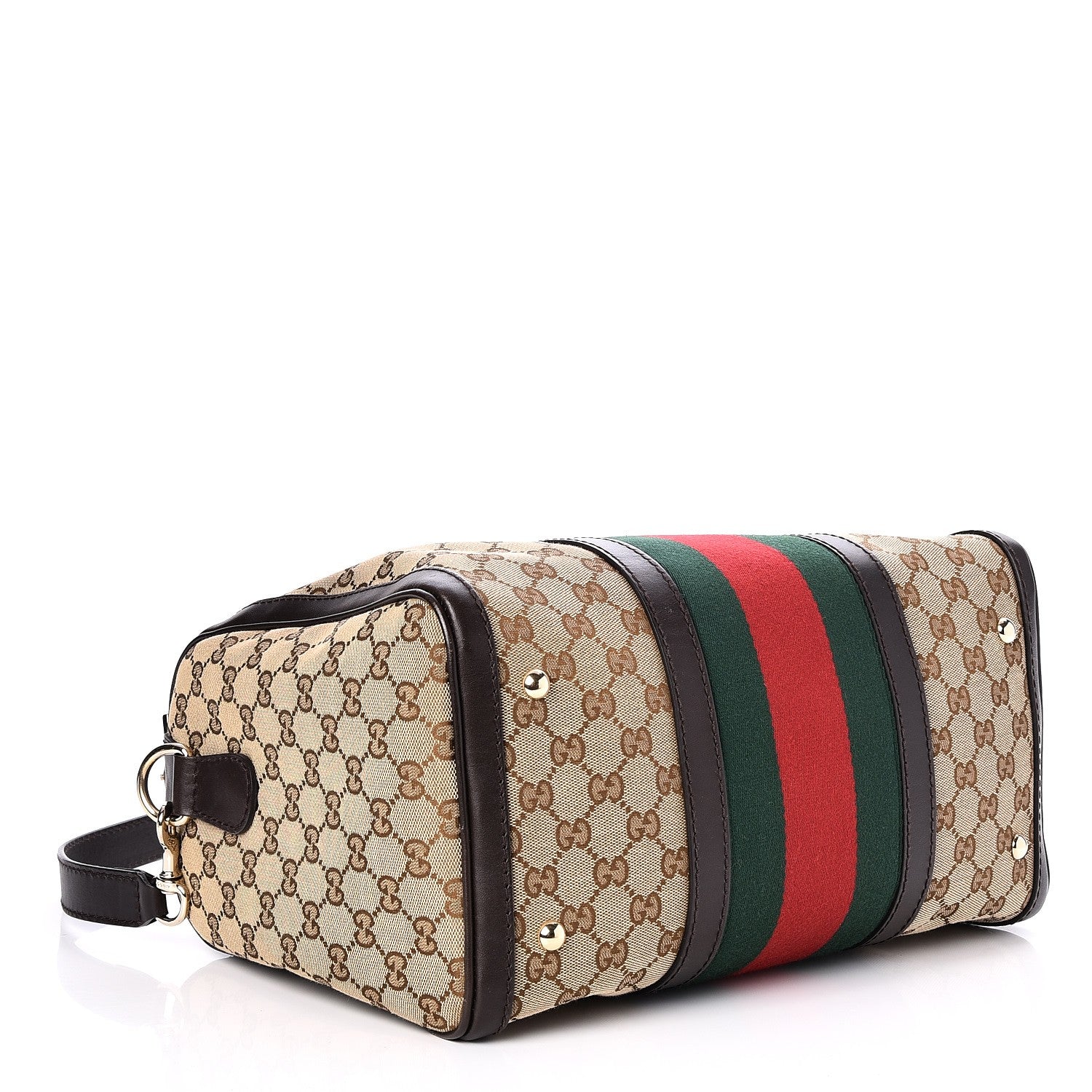 Gucci Monogram Vintage Web Medium Boston Dark Brown 5 of 7