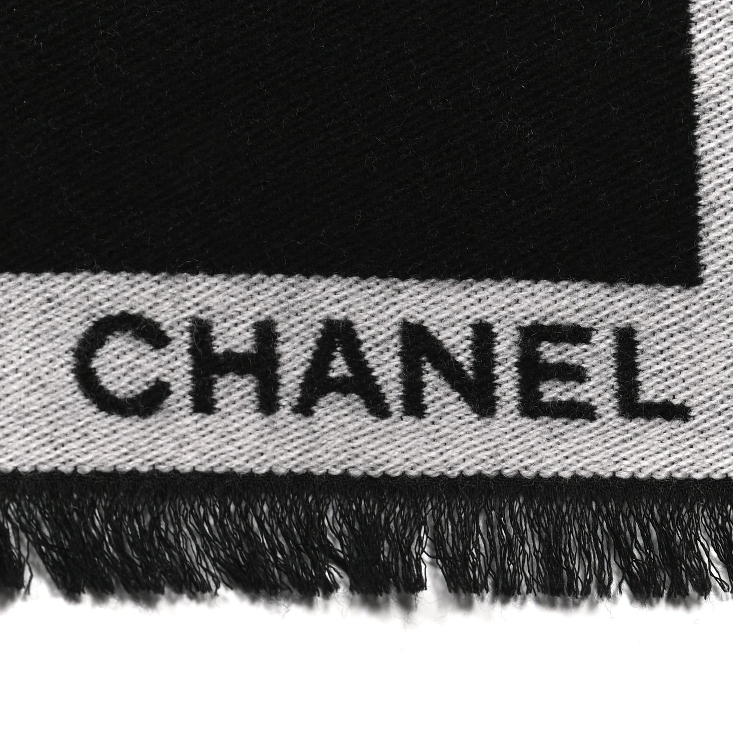 Cashmere Wool Silk CC Logo Stole Black Pink Beige
