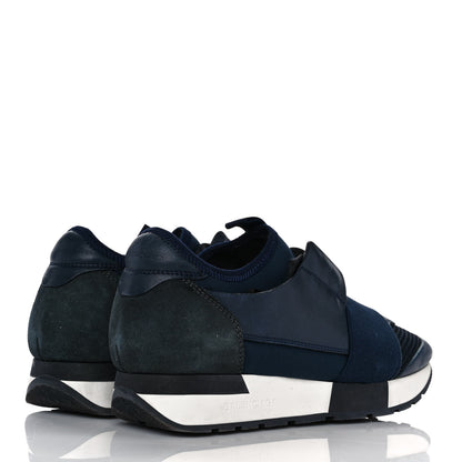 Balenciaga Mesh Calfskin Neoprene Suede Womens Race Runner Sneakers 37 Bleu Nuit 4 of 9