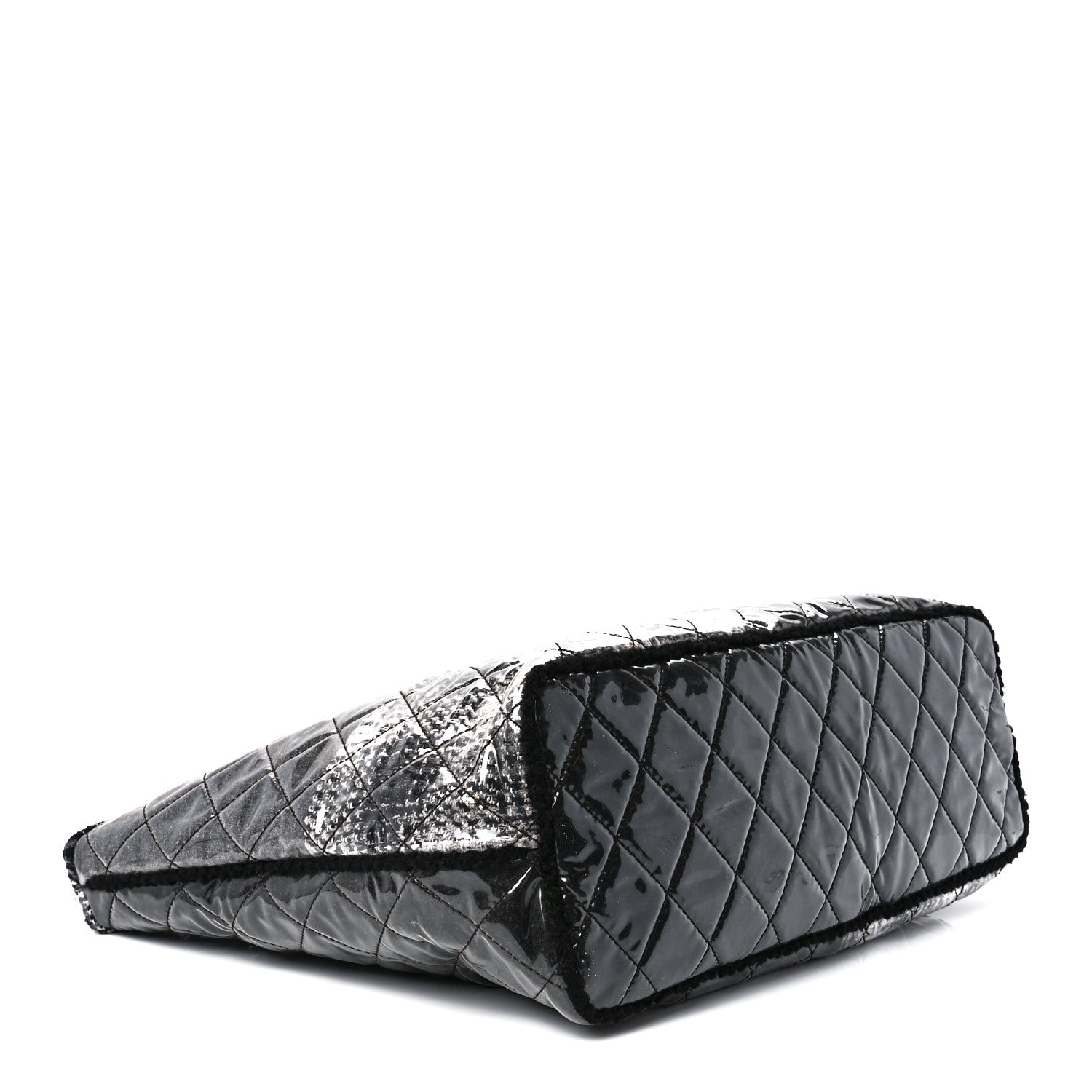 Chanel Vinyl Funny Tweed Patchwork Tote Grey 4 of 12
