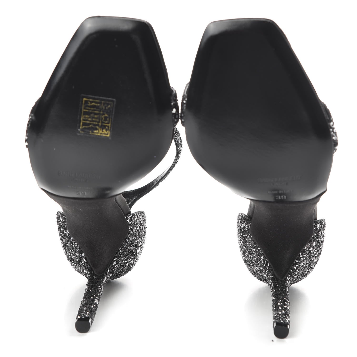 Saint Laurent Glitter Amber 105 Ankle Strap Sandals 39 Black 5 of 14
