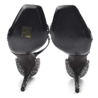 Saint Laurent Glitter Amber 105 Ankle Strap Sandals 39 Black 5 of 14