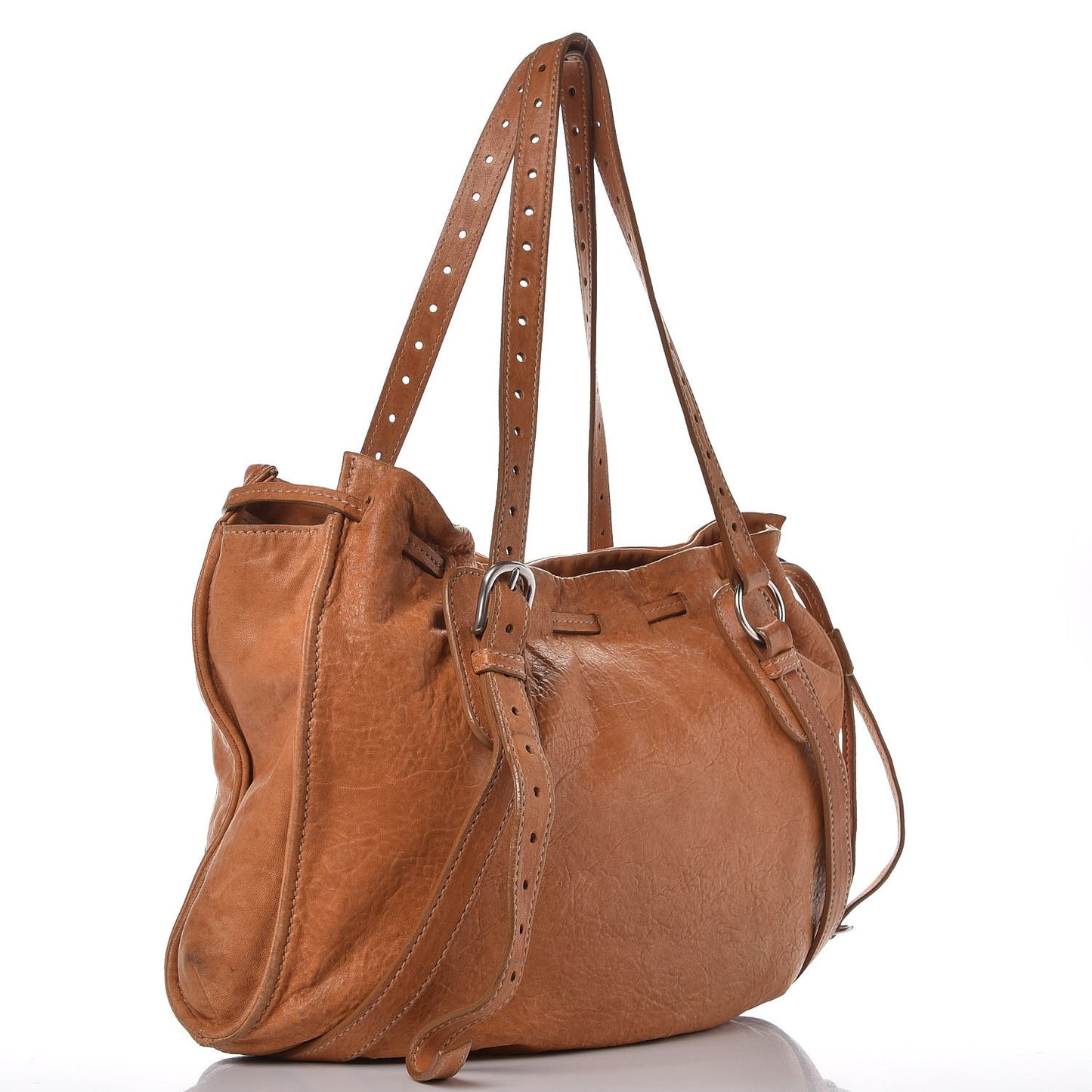 Calfskin Drawstring Tote Cammello