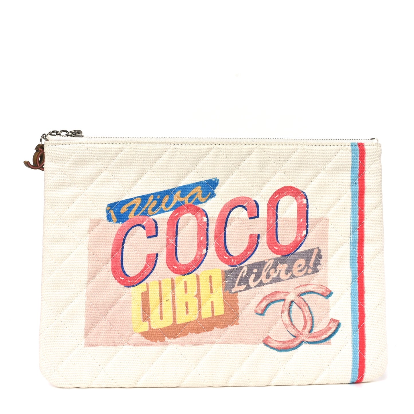 Canvas Medium Coco Cuba Cosmetic Case Yellow Turquoise