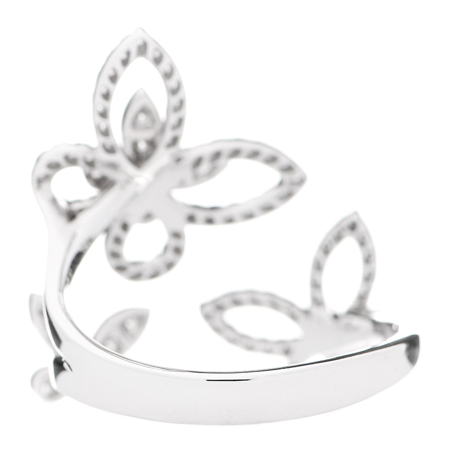 Graff 18K White Gold Diamond Triple Butterfly Silhouette Ring 53 6.5 4 of 8