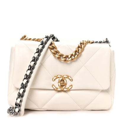 Chanel Lambskin Quilted Medium Chanel 19 Flap White 1 of 10