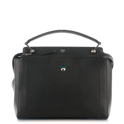 Fendi Vitello Baltico Dolce DotCom Satchel Black Blue Royal 1 of 8