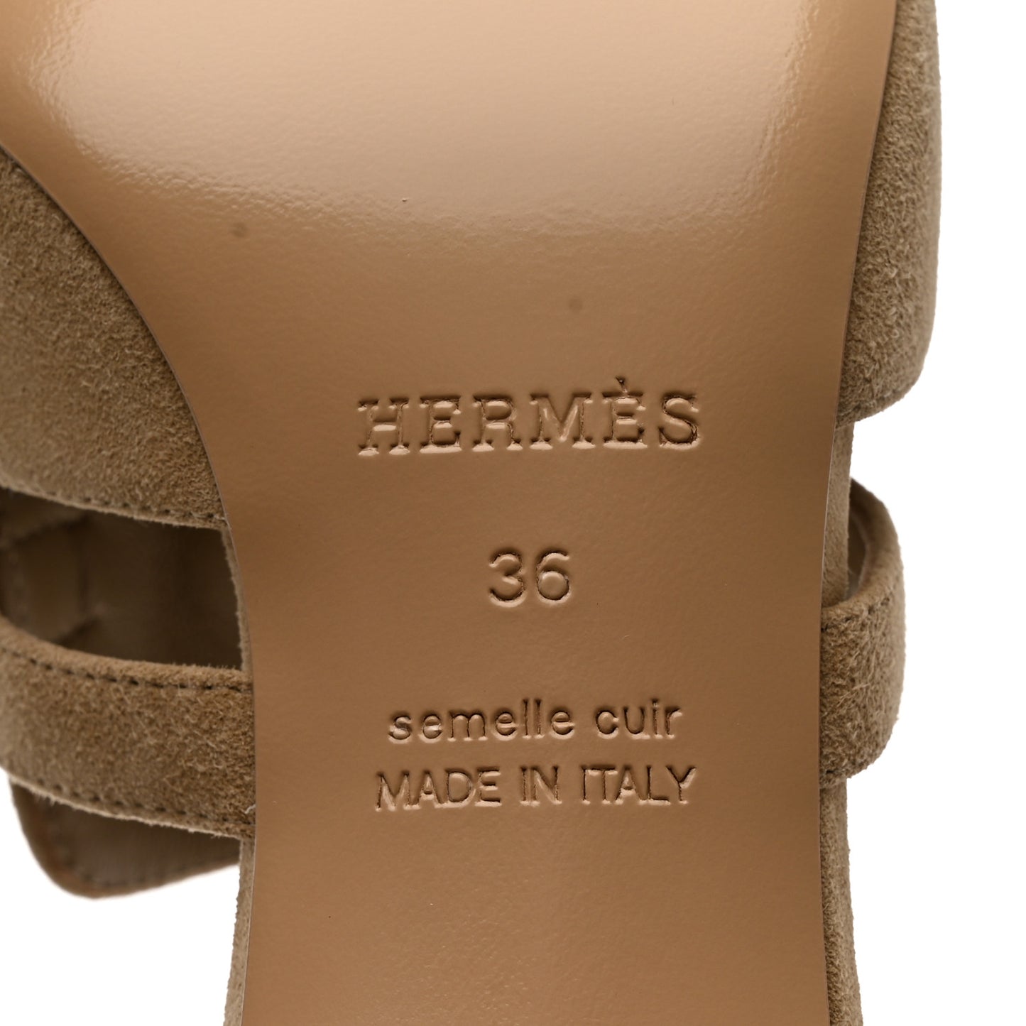 Suede Goatskin Satin Cute Sandals 36 Beige Argile