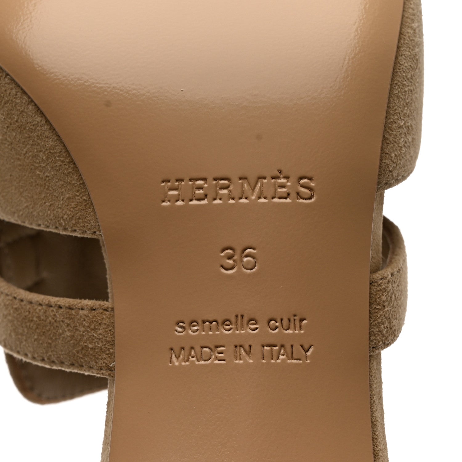Hermes Suede Goatskin Satin Cute Sandals 36 Beige Argile 8 of 9