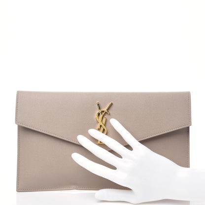 Saint Laurent Grain De Poudre Uptown Pouch Dark Beige 2 of 9