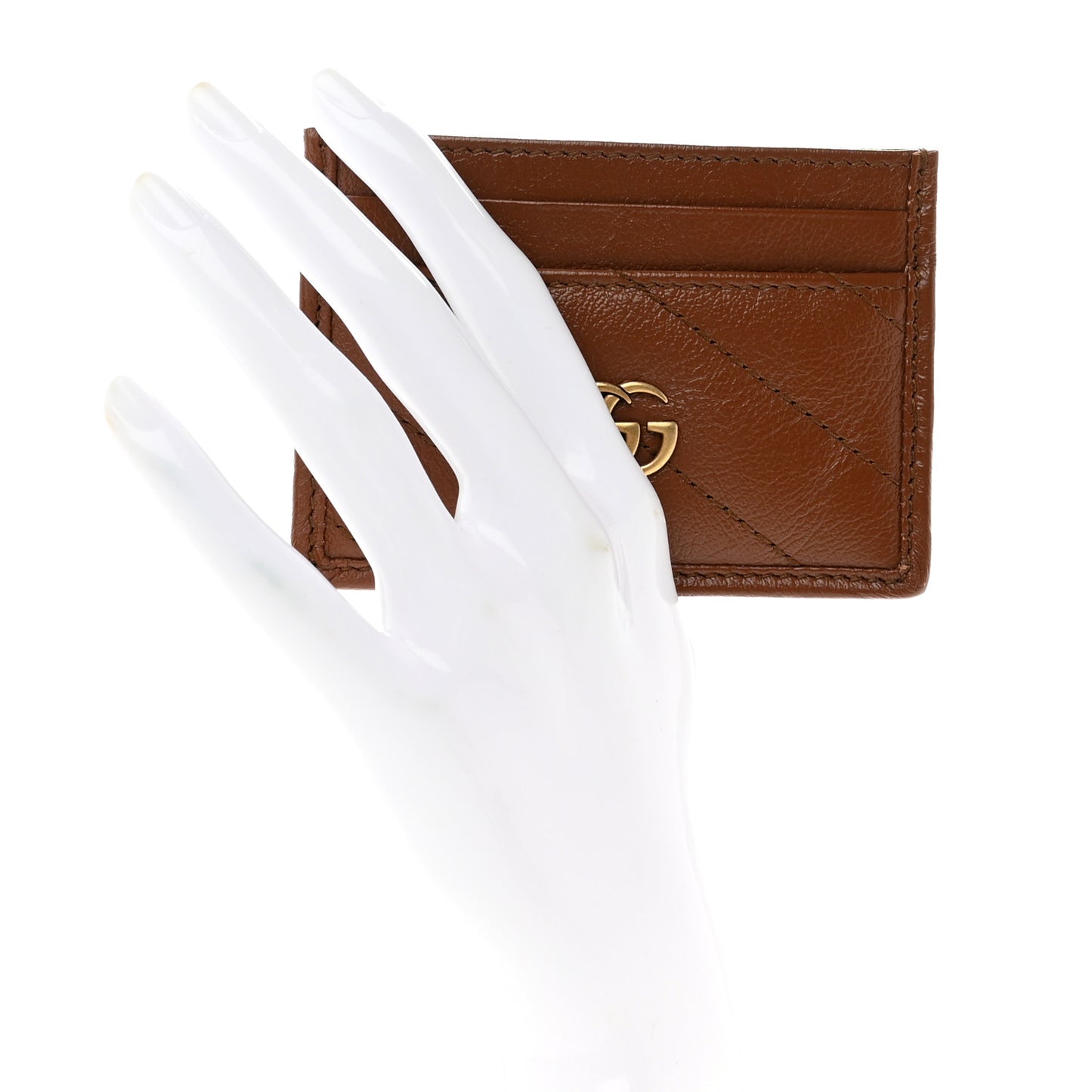 Azalea Calfskin Matelasse Diagonal GG Marmont Card Holder Cuir