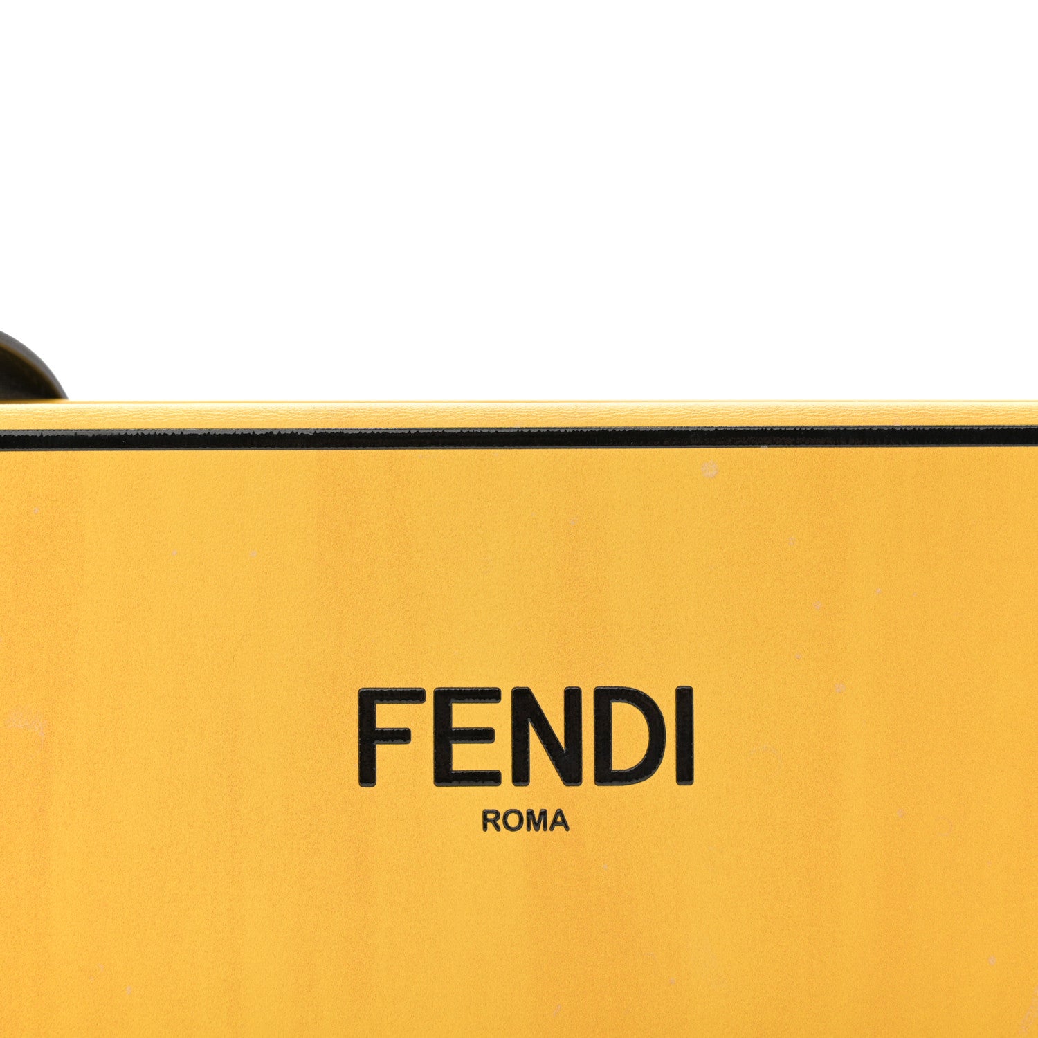 Fendi Vitello Fluffy Logo Horizontal Box Crossbody Bag Yellow Box Black 8 of 14