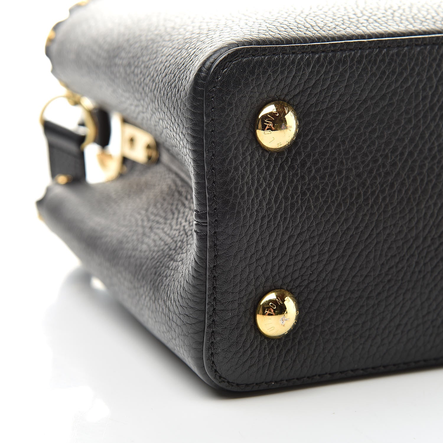 Louis Vuitton Taurillon Studded Capucines PM Black 8 of 9