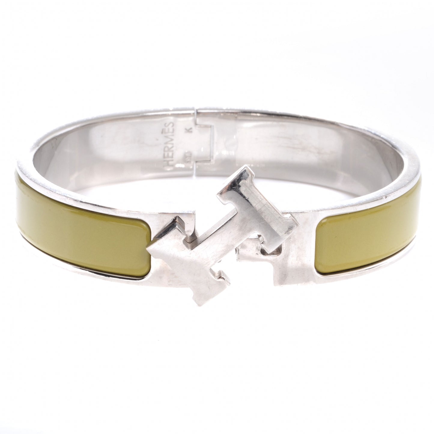 Narrow Enamel Clic Clac H Bracelet PM Olive