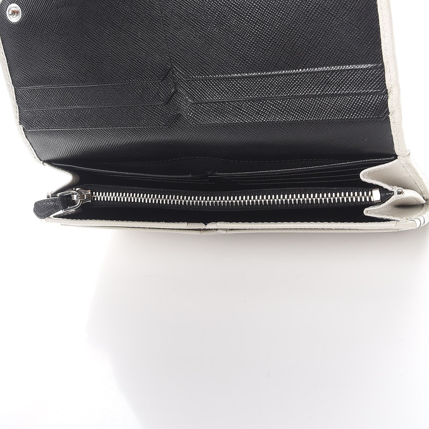 Prada Saffiano Corner Continental Flap Wallet Talco Black 5 of 9