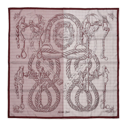 Hermes Silk Della Cavalleria Finesse Scarf 90 Bordeaux Blanc 1 of 7