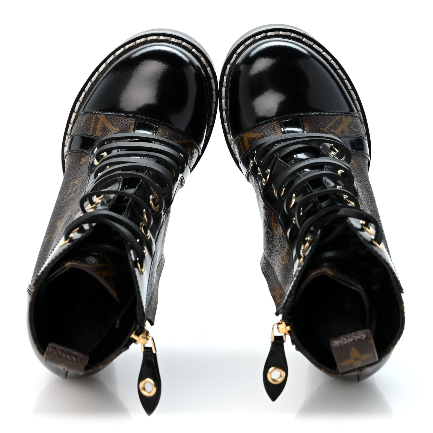 Patent Calfskin Monogram Star Trail Ankle Boots 35 Black