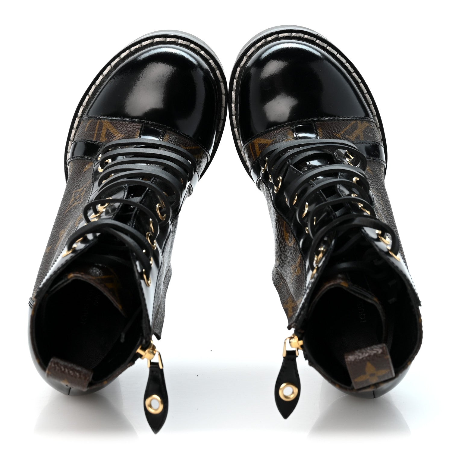 Louis Vuitton Patent Calfskin Monogram Star Trail Ankle Boots 35 Black 2 of 10