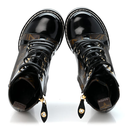 Louis Vuitton Patent Calfskin Monogram Star Trail Ankle Boots 35 Black 2 of 10