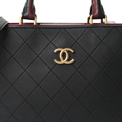 Chanel Bullskin Stitched Bi-Color Medium Shopping Tote Black 8 of 10