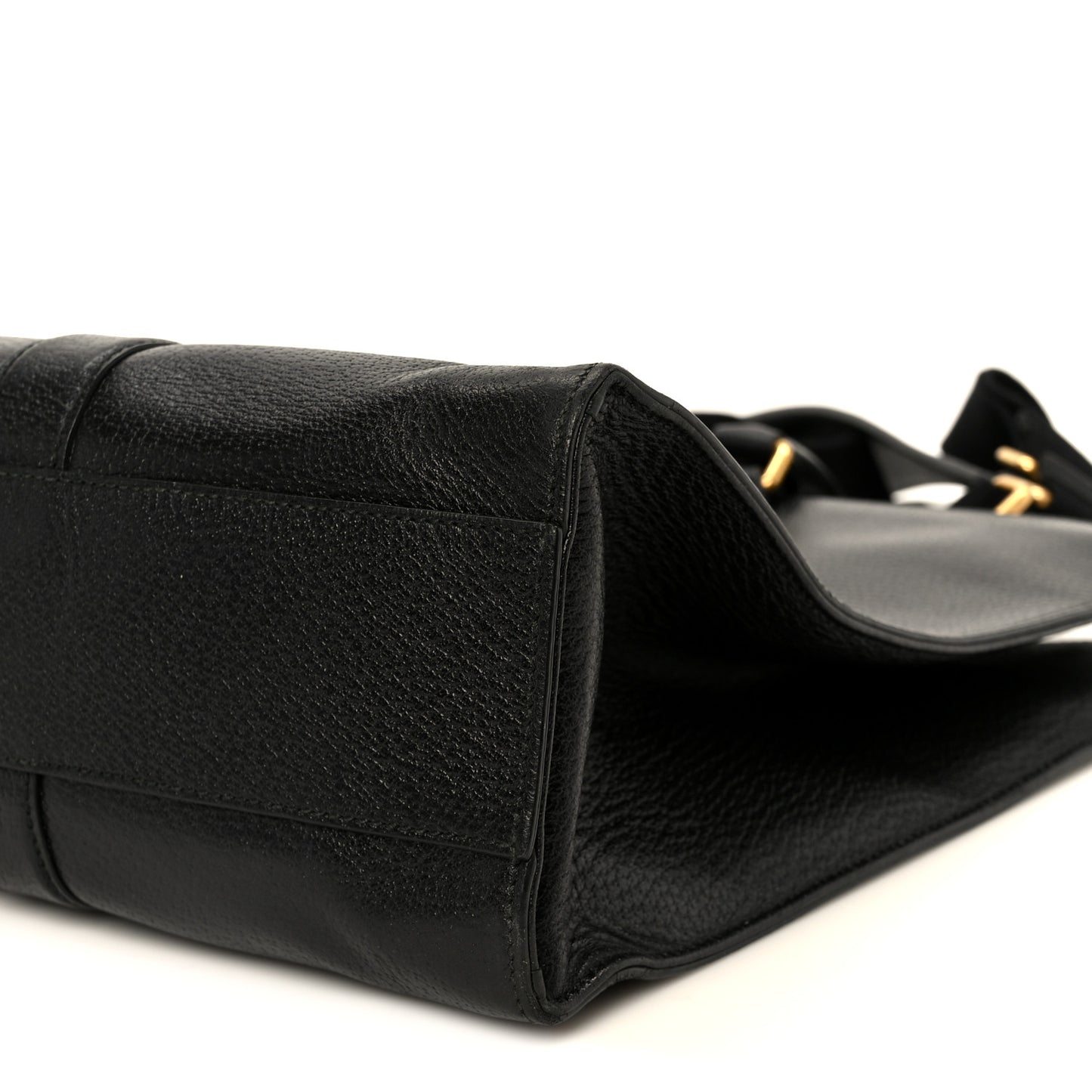 Grained Calfskin Web Top Handle Tote Black