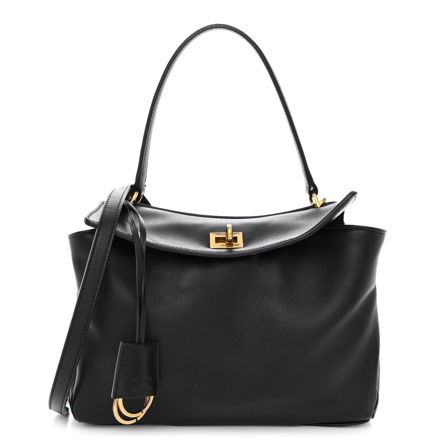 Natural Smooth Calfskin Small Rodeo Top Handle Handbag Black