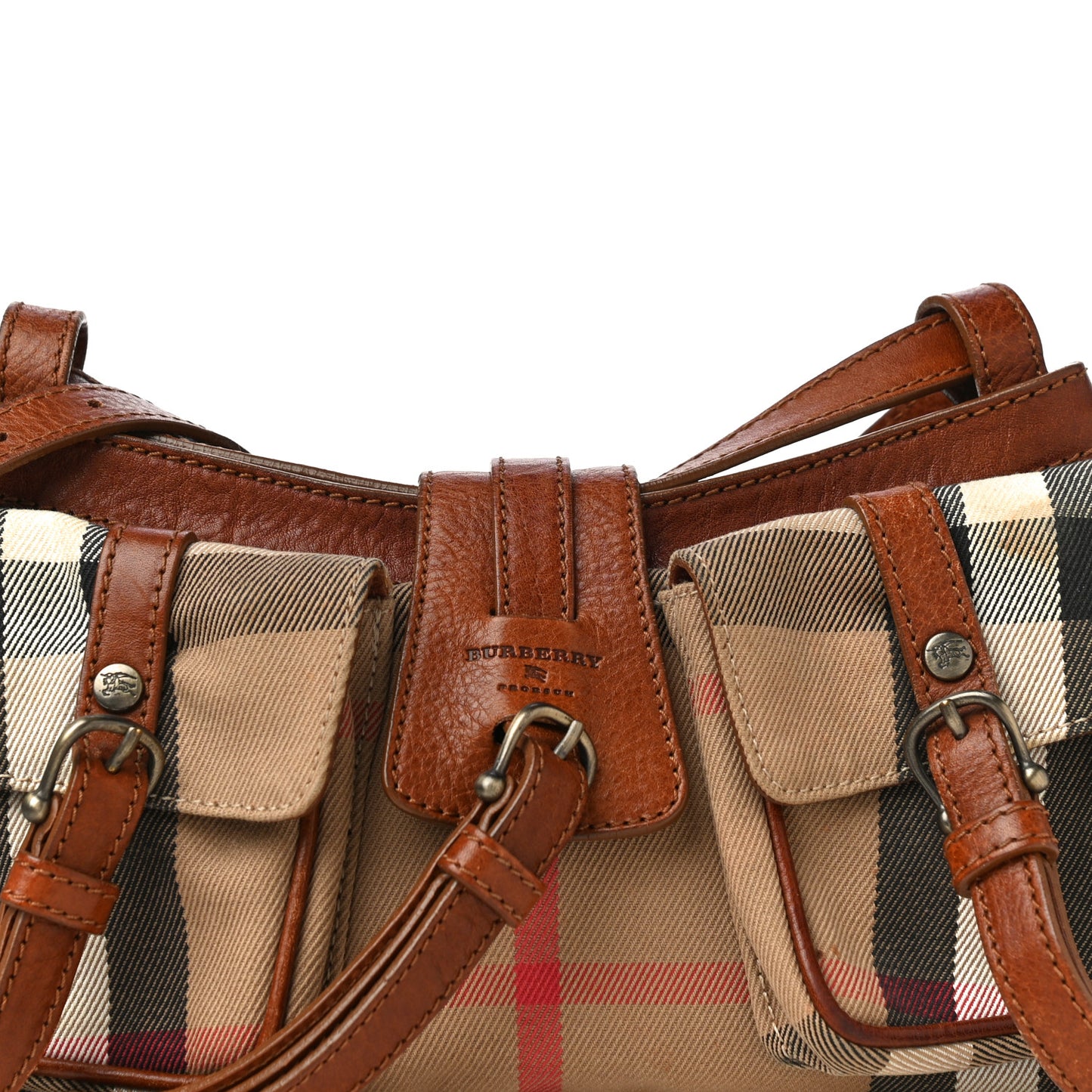 Prorsum House Check Bridle Calfskin Shoulder Bag Dark Tan