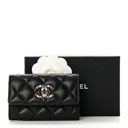 Chanel Shiny Caviar Enamel Quilted CC Flap Card Holder Black 9 of 9
