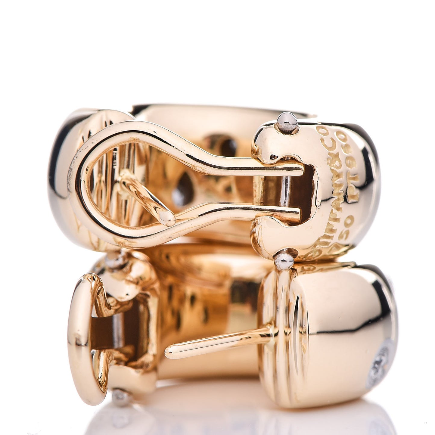 18K Yellow Gold Platinum Diamond Etoile Hoop Earrings