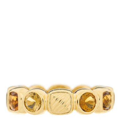 David Yurman 18K Yellow Gold Citrine Prasiolite Smoky Quartz Chiclet Eternity Band Ring 52 6 2 of 3